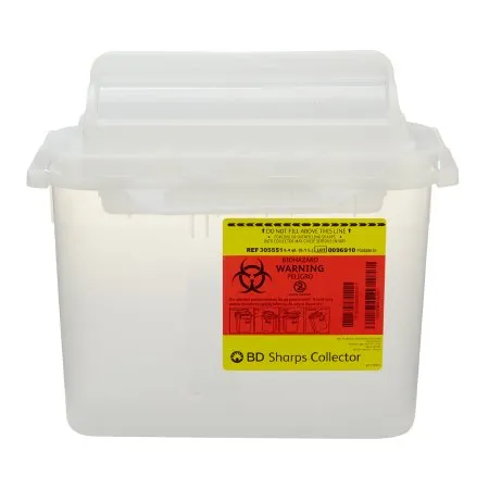 BD Becton Dickinson - BD - 305551 -  Sharps Container  Translucent White Base 12 H X 12 W X 4 4/5 D Inch Horizontal Entry 1.35 Gallon
