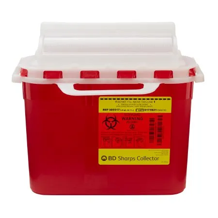 BD Becton Dickinson - BD - 305517 -  Sharps Container  Red Base 12 H X 12 W X 4 4/5 D Inch Horizontal Entry 1.35 Gallon