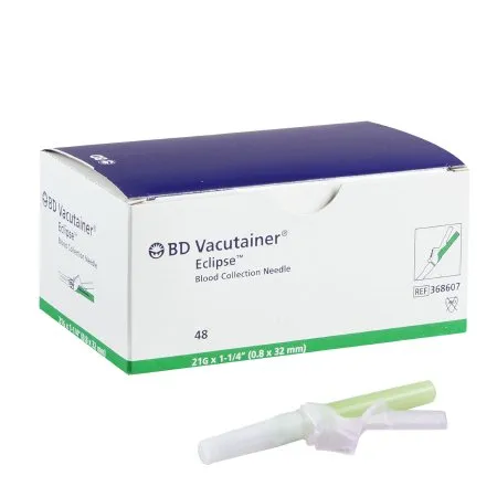 Bd Becton Dickinson - Bd Vacutainer Eclipse - 368607 - Bd Vacutainer Eclipse Blood Collection Needle 21 Gauge 1-1/4 Inch Needle Length Safety Needle Without Tubing Sterile