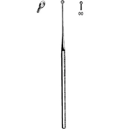 Sklar - Merit - 98-162 - Ear Curette Merit Buck 6-1/2 Inch Length Octagonal Handle Size 00 Tip Angled Round Fenestrated Tip