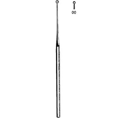 Sklar - Merit - 98-170 -  Ear Curette  Buck 6 1/2 Inch Length Octagonal Handle Size 00 Tip Straight Blunt Round Loop Tip