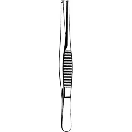 Sklar - 21-762 - Dressing Forceps 5-1/2 Inch Length Floor Grade Stainless Steel Nonsterile Nonlocking Thumb Handle Straight Serrated Tips With 1 X 2 Teeth