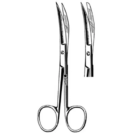 Sklar - 23-1130 - Operating Scissors Sklarlite 5-1/2 Inch Length Or Grade Stainless Steel Finger Ring Handle Curved Sharp Tip / Blunt Tip