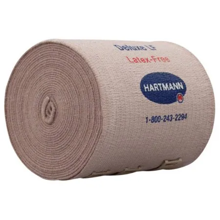 Hartmann - Deluxe LF - 38610000 - Elastic Bandage Deluxe LF 6 Inch X 11 Yard Double Length Clip Detached Closure Tan NonSterile Standard Compression