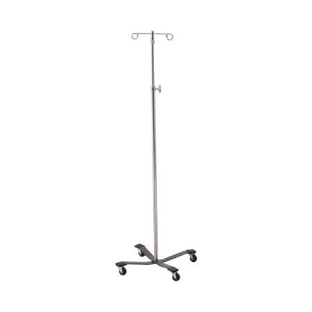 McKesson - 81-43403 - IV Stand Floor Stand McKesson 2-Hook 4-Leg Rubber Wheel Ball-Bearing Casters 22 Inch Epoxy-Coated Steel Base