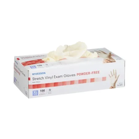 McKesson - From: 14-812 To: 14-820  Exam Glove  Small NonSterile Stretch Vinyl Standard Cuff Length Smooth Ivory Not Rated