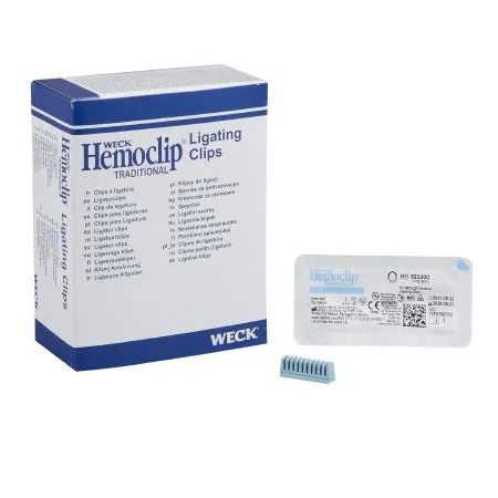 Teleflex Medical - Hemoclip - 523300 - Traditional Style Ligating Clip Hemoclip Tantalum Medium Blue Clip 10 Clips