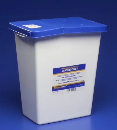 Cardinal - PharmaSafety - 8850 -  Pharmaceutical Waste Container  White Base 17 3/4 H X 11 W X 15 1/2 D Inch Vertical Entry 8 Gallon