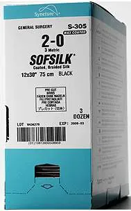 Covidien - Sofsilk - S-195 - Nonabsorbable Suture Without Needle Sofsilk Silk Braided Size 2-0