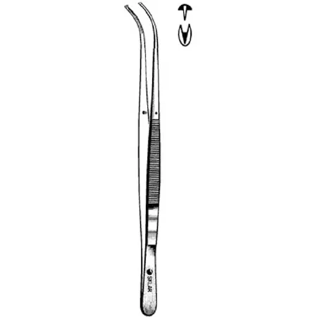 Sklar - 52-3597 - Tissue Forceps Sklar Kantrowitz 9-3/4 Inch Length Or Grade Stainless Steel Nonsterile Nonlocking Thumb Handle Curved Serrated Tips With 1 X 2 Teeth