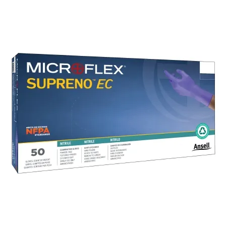 Microflex Medical - Supreno EC - SEC-375-S -  Exam Glove  Small NonSterile Nitrile Extended Cuff Length Textured Fingertips Blue Chemo Tested / Fentanyl Tested