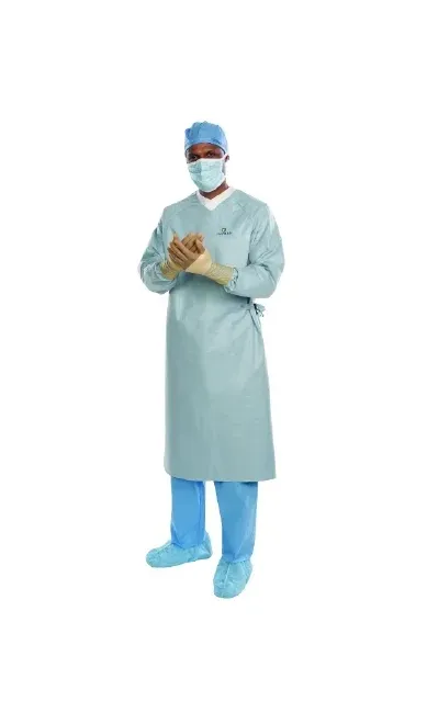 O&M Halyard - Aero Chrome - 44662NS - Surgical Gown Aero Chrome Large Silver NonSterile AAMI Level 4 Disposable