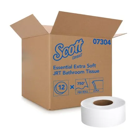 Kimberly Clark - 07304 - Scott Essential Extra Soft JRT Toilet Tissue Scott Essential Extra Soft JRT White 2 Ply Jumbo Size Cored Roll Continuous Sheet 3 11/20 Inch X 750 Foot