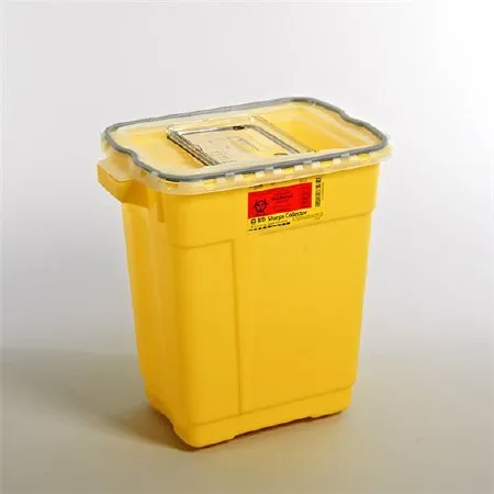 BD Becton Dickinson - BD - 305604 -  Chemotherapy Waste Container  Yellow Base 18 1/2 X 17 3/4 X 11 3/4 Inch Vertical Entry 9 Gallon