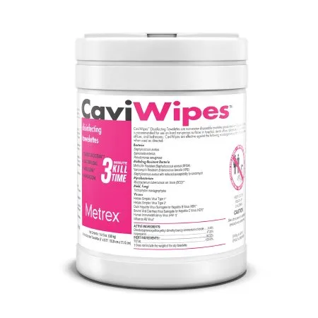 Metrex - Caviwipes - 13-1100 - Caviwipes Surface Disinfectant Premoistened Alcohol Based Manual Pull Wipe 160 Count Canister Alcohol Scent Nonsterile