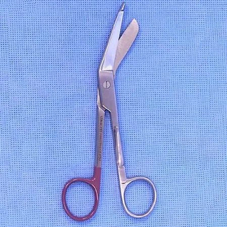 Sklar - Surgi-OR - 95-232P - Bandage Scissors Surgi-or Lister 5-1/2 Inch Length Office Grade Stainless Steel Nonsterile Finger Ring Handle Angled Blunt Tip / Blunt Tip