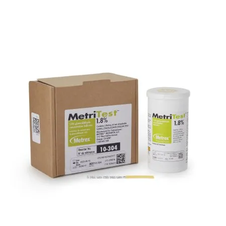 Metrex Research - 10-304 - MetriTest 1.8% Glutaraldehyde Concentration Indicator MetriTest 1.8% Pad 60 Test Strips Bottle Single Use