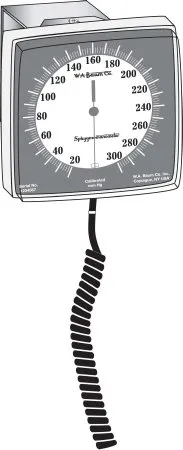 W.A. Baum - Baumanometer - 0933NL - Aneroid Sphygmomanometer Unit Baumanometer Without Cuff Nylon Wall Mount