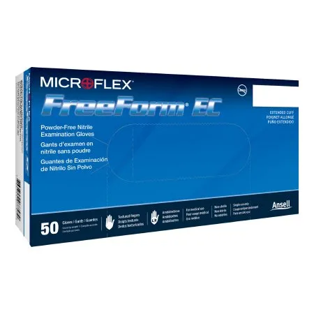 Microflex Medical - FFE-775-L - FreeForm EC Exam Glove FreeForm EC Large NonSterile Nitrile Extended Cuff Length Textured Fingertips Blue Not Rated