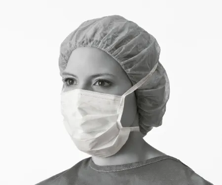 Medline - NON27385 - Surgical Mask Pleated Tie Closure One Size Fits Most White Nonsterile Not Rated Adult