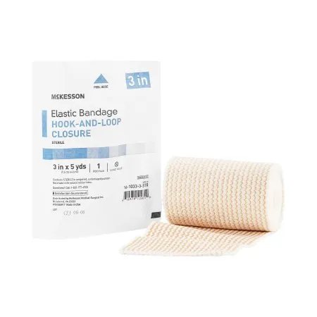 McKesson - From: 16-1033-3-STR To: 16-1033-4-STR  Elastic Bandage  3 Inch X 5 Yard Hook and Loop Closure Tan Sterile Standard Compression