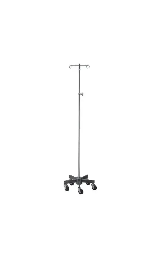 McKesson - 81-43416 - Infusion Pump Stand Floor Stand McKesson 2-Hook 5-Leg  3 Inch Rubber Wheel  Ball-Bearing Casters  16 Inch Diameter Epoxy-Coated Steel Base