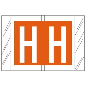 Tabbies - 82008 - Pre-printed Label Chart Tab Orange / White H | H White Alpha Series 1 Inch