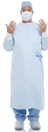 O & M Halyard - MICROCOOL - 95021 - O&M Halyard  Non Reinforced Surgical Gown with Towel  X Large Blue Sterile AAMI Level 4 Disposable