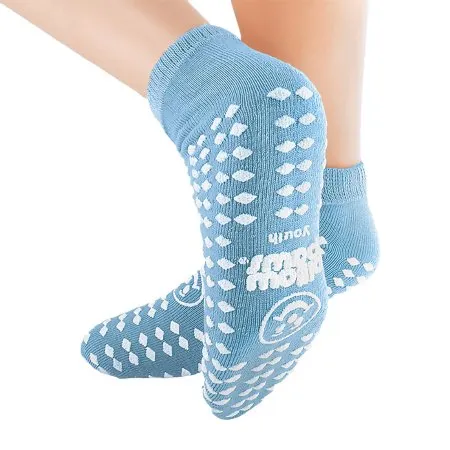 PBE - Principle Business Enterprises - Pillow Paws - From: 1094 To: 1094-001 - Principle Business Enterprises  Slipper Socks  Youth Light Blue Ankle High