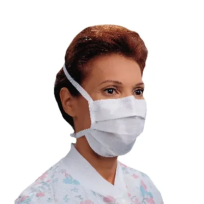 O & M Halyard - Halyard - 48390 - O&M   Surgical Mask  Pleated Tie Closure One Size Fits Most White NonSterile Not Rated Adult