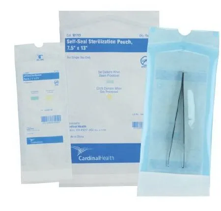 Cardinal - 92168 - Sterilization Pouch Cardinal Health Ethylene Oxide (eo) Gas Sterilization 8 X 16 Inch Transparent Blue / White Self Seal Paper / Film