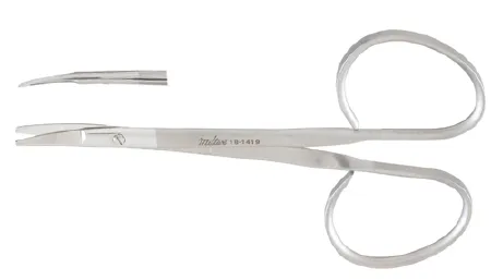 Integra Lifesciences - Miltex - 18-1419 - Utility Scissors Miltex 3-3/4 Inch Length Or Grade German Stainless Steel Nonsterile Ribbon Style Finger Ring Handle Curved Blade Blunt Tip / Blunt Tip