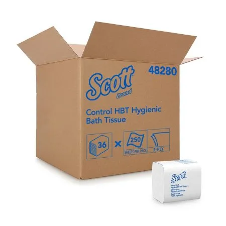 Kimberly Clark - Scott Control HBT - 48280 - Toilet Tissue Scott Control HBT White 2-Ply Standard Size Folded 250 Sheets 4-1/2 X 8-1/10 Inch