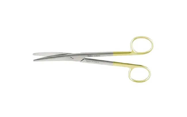 Integra Lifesciences - Miltex - 5-142TC - Dissecting Scissors Miltex Mayo 6-3/4 Inch Length Or Grade German Stainless Steel / Tungsten Carbide Nonsterile Finger Ring Handle Curved Rounded Blades Blunt Tip / Blunt Tip