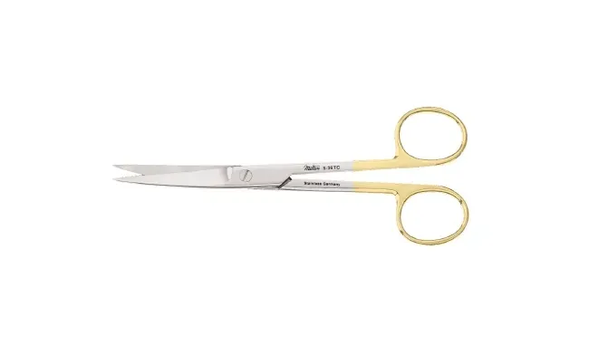 Integra Lifesciences - Miltex Carb-N-Sert - 5-36tc - Operating Scissors Miltex Carb-N-Sert 5-1/2 Inch Length Surgical Grade Stainless Steel / Tungsten Carbide Nonsterile Finger Ring Handle Curved Blade Sharp Tip / Sharp Tip