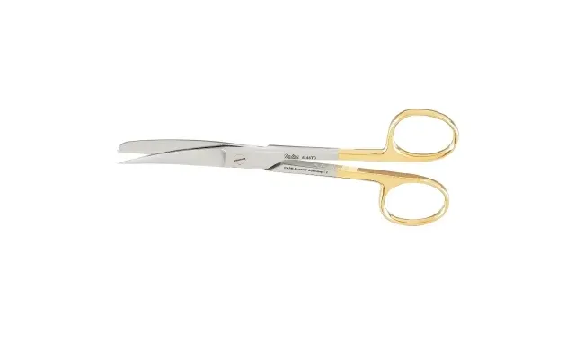 Integra Lifesciences - Miltex Carb-N-Sert - 5-46tc - Operating Scissors Miltex Carb-N-Sert 5-1/2 Inch Length Surgical Grade Stainless Steel / Tungsten Carbide Nonsterile Finger Ring Handle Curved Blade Sharp Tip / Blunt Tip