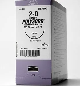 Covidien - Polysorb - L-22 - Absorbable Suture Without Needle Polysorb Polyester Braided Size 3-0
