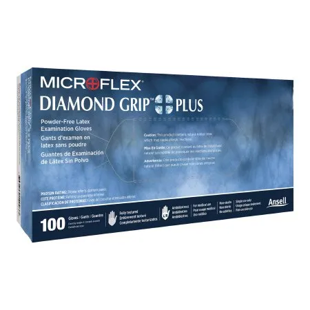 Microflex Medical - Diamond Grip Plus - From: DGP-350-L To: DGP-350-XS -  Exam Glove  X Small NonSterile Latex Standard Cuff Length Fully Textured White Not Rated