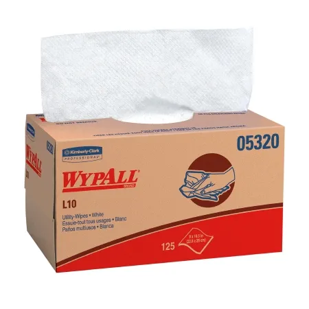Kimberly Clark - WypAll L10 - 05320 - Task Wipe Wypall L10 Light Duty White Nonsterile 1 Ply Tissue 9 X 10-1/4 Inch Disposable