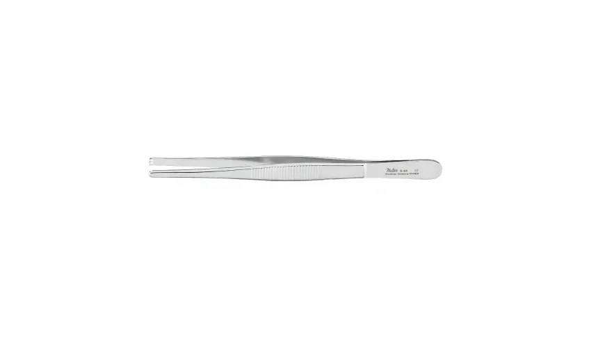 Integra Lifesciences - 6-64 - Tissue Forceps 5-1/2 Inch Length Surgical Grade Stainless Steel Nonsterile Nonlocking Thumb Handle Straight Serrated Tips With 1 X 2 Teeth