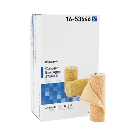 McKesson - 16-53646 - Cohesive Bandage 6 Inch X 5 Yard Self Adherent Closure Tan Sterile Standard Compression