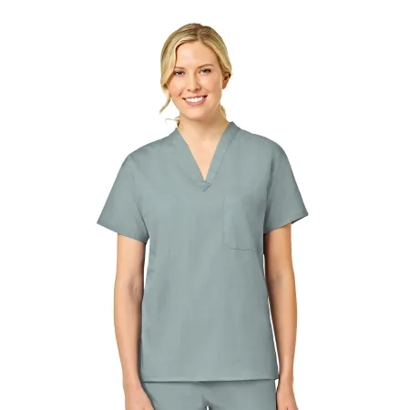 Fashion Seal Uniforms - 6795-M - Scrub Shirt Medium Misty 1 Pocket Short Set-in Sleeve Unisex
