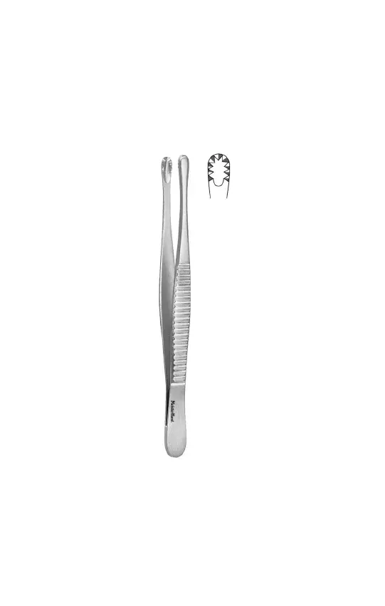 Integra Lifesciences - MeisterHand - MH6-142 - Tissue Forceps Meisterhand Russian 6 Inch Length Surgical Grade German Stainless Steel Nonsterile Nonlocking Thumb Handle Straight Radially Serrated Round Cups