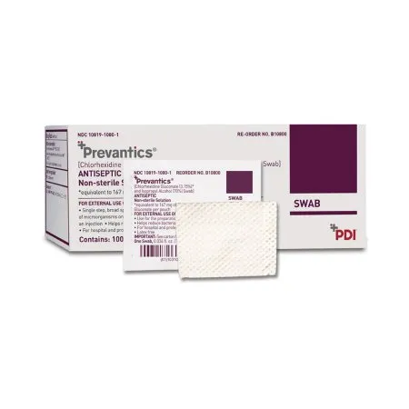 PDI - Professional Disposables - Prevantics - B10800 - Professional Disposables  Antiseptic Prep Pad  3.15% / 70% Strength CHG (Chlorhexidine Gluconate) / Isopropyl Alcohol Individual Packet NonSterile