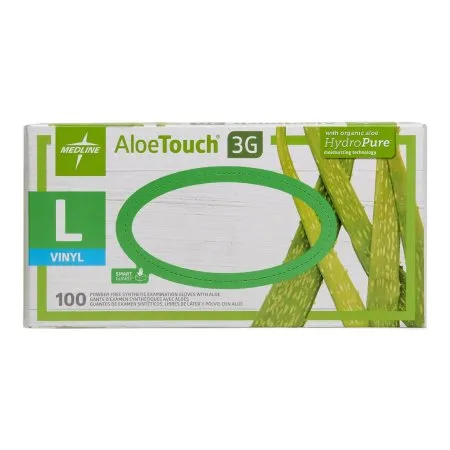 Medline - MDS195176 - Aloetouch 3G Exam Glove Aloetouch 3G Large NonSterile Stretch Vinyl Standard Cuff Length Smooth Green Not Rated