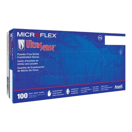 Microflex Medical - Ultrasense - US-220-L - Exam Glove Ultrasense Large NonSterile Nitrile Standard Cuff Length Textured Fingertips Blue Not Rated