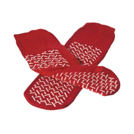 Medline - MDT211218R - Slipper Socks One Size Fits Most Red Above the Ankle