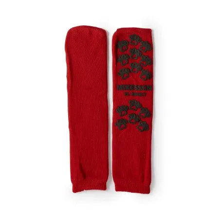 McKesson - 40-3811 - Terries Slipper Socks Terries X Large Red Above the Ankle