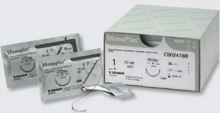 Tissue Seal - MonoPlus - C2024990 - Absorbable Suture With Needle Monoplus Polydioxanone Ds24 3/8 Circle Reverse Cutting Needle Size 2 - 0 Monofilament