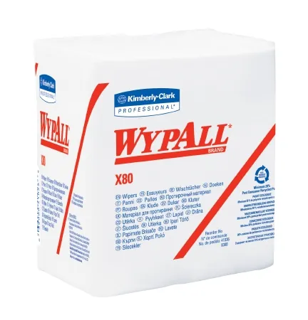 Kimberly Clark - WypAll X80 - 41026 - Task Wipe Wypall X80 Heavy Duty White Nonsterile Cellulose / Polypropylene 12 X 12-1/2 Inch Reusable